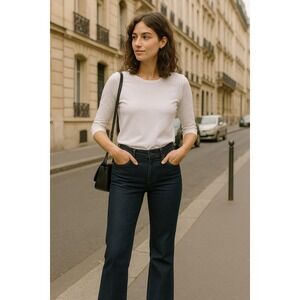 LOFT Women's Dark Wash Denim Flare Leg Jeans Career Casual‎